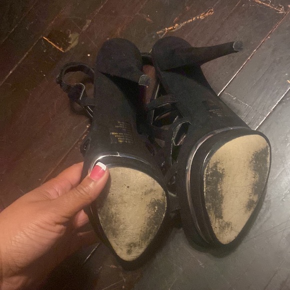 Bakers - Rayne Black & silver suede platform sandals - Picture 6 of 9